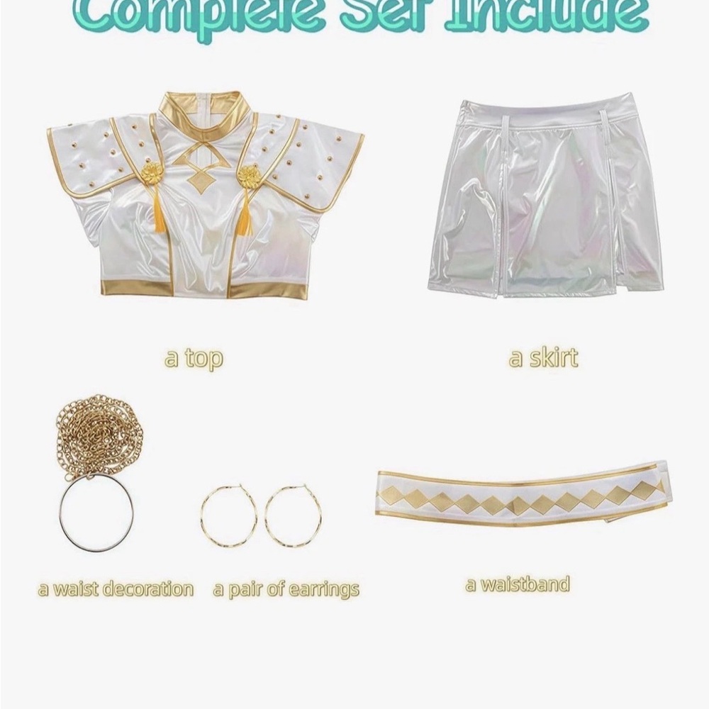 KPOP Demon Hunters Shimmering Gold and White Kids Costume Set